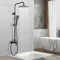 Rehomthy Duschsystem mit Duscharmatur Schwarz, Regendusche mit Armatur, Duschamaturenset inkl Mischbatterie Dusche, Kopfbrause, Handbrause, Brausestange, HöHenverstellbar, Quadrat