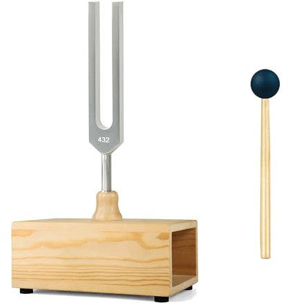 MIMIRACLE Stimmgabel-Set mit 432 Hz und elegantem Resonator aus Holz – ideal für Meditation und Entspannung