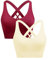 ANGOOL Sport BH Damen ohne Bügel Push Up BH Starker Halt Sport Bustier Damen Gepolstert Crossback Seamless Yoga Joggen Gym Sports Bra, Weinrot+Vanille, M