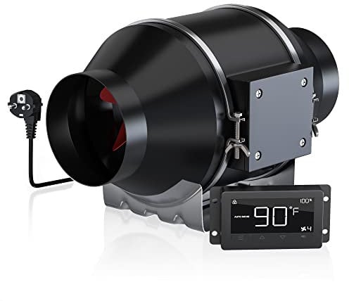 Aruobru Ø 100 mm Extractor de aire,360 m³/H,Ventilador de extracción con regulador de temperatura y humedad,Extractores para Boosters, ventilación y extractores