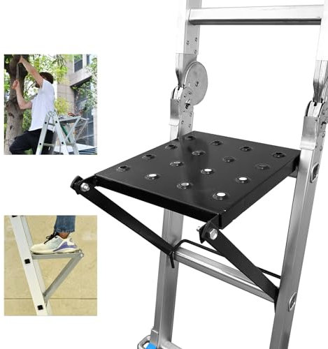 JADDUO Plataforma de Trabajo, Plataforma de Uso con Escalera Telescópica Trabajo para Escala Herramientas Estante de Trabajo para Todas las Escaleras Mantenga 180 kg,Negro