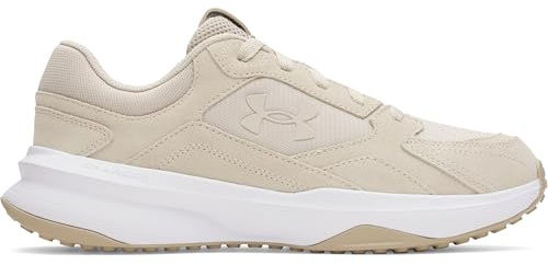Under Armour Men's Edge Suede, Men's Trainers with Breathable Mesh Upper and Suede Overlays, Gym Shoes with Ortholite Sockliners,Khaki Base / White / Khaki Base,8