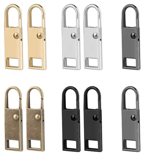 10 Stück Reissverschluss Zipper Ersatz, Metall Zipper Pull Reißverschlussgriff Reparatur Abnehmbare Reißverschluss-Zipper-Laschen für Gepäck Rucksäcke Koffer Jacken Geldbörsen Handtaschen