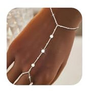 Calkkrer Silberne Handkette Ring Armband, Verstellbares Armband Silber Damen, Elegantes Ring Bracelet Handkette Schmuck, Armreifen Silber Damen, Trendy Bangles