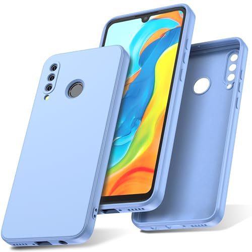 Watana for HUAWEI P30 Lite Case, Soft-Touch Silicone Phone Case, Shockproof, DustProof, Antiskid Full Body Armour Phone Cover with Microfiber Lining for p30lite,Light Blue