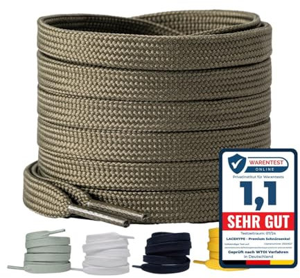LaceHype 2 Paar Premium Schnürsenkel flach [10 mm breit ] LC1 reißfest Schuhbänder Ersatz Shoelaces aus Polyester für Sneaker, Sportschuhe, Laufschuhe, Turnschuhe (Armeegrün, 130)