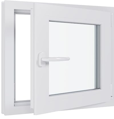 Kunststofffenster Kellerfenster Fenster - 3-fach Verglasung - weiß/weiß - 700x400 mm DIN Links
