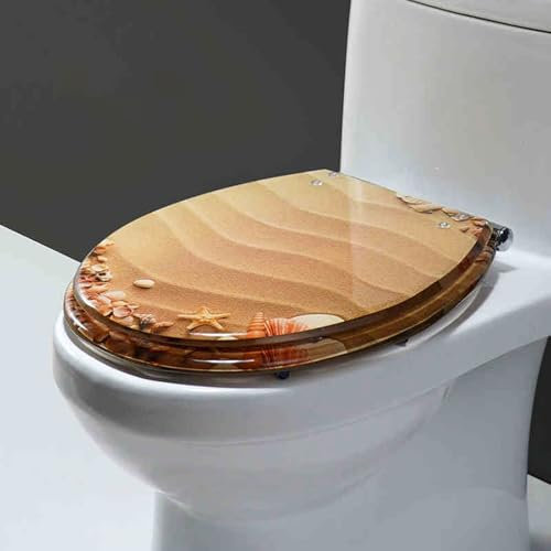 Machtiging Wc-Sitz Aus Kunstharz Mit Deckel,Polyresin Toilettensitz Transparenter,Rutschfester Toilettensitz Aus Harz,Hohe TragfäHigkeit,Glatte Kanten,Geeignet FüR Badezimmer