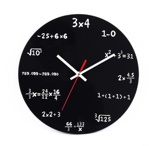 URPIZY Einzigartige Wanduhr Mit Periodensystem Und Mathematischen Formeln, 30 Cm Durchmesser, Klassenzimmer Und Büros, Schwarz(B)