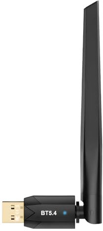 Adaptador Bluetooth USB 5.4 con Antena WiFi de Largo Alcance 150M, Plug & Play, Compatible con Windows 7/10/11, Bluetooth para PC con Señal Estable para Ratón, Teclado, Altavoz, USB WiFi Compacto