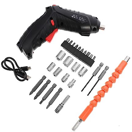 POPETPOP Tournevis Électrique Multifonction Rechargeable Mini Perceuse Sans Fil Avec Batterie Longue Durée Et Éclairage Led Outil Compact Pour Bricolage Et Réparations à Domicile Kit Noir