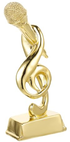 VICASKY Mikrofon Gold Trophäe aus Kunstharz für Gesangswettbewerb | Desktop Auszeichnung, Kreative Notizen Optik, für Kinder als Pokaldekoration