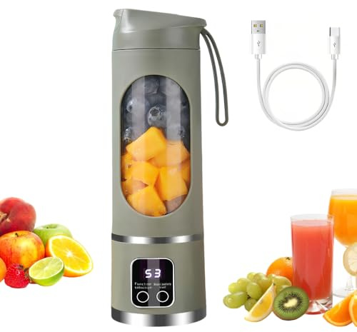 Portable Blender Cup,450ml Smoothies Shakes Maker with 12 Sharp Blades & 1500mAh Battery USB Rechargeable for Kitchen Travel Office Sport Gym Camping