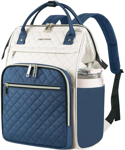 EMPSIGN Laptop Rucksack Damen 17.3 Zoll, Wasserfest Mädchen | Elegante Arbeitstasche Lehrertasche, Reiserucksack Tagesrucksack für Uni Büro Reise, Beige-olivgrün
