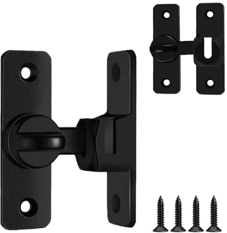 Türschloss aus Aluminiumlegierung, 90°/180° Universal-Türriegel in Schwarz mit Schrauben, Klappverschluss für Bad, Schlafzimmer, Schrank, Gartenhaus, Terrassentür und Tor-Sicherheitsverriegelung
