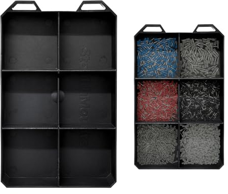 StealthMounts Six PacTray | 6-Compartment ABS Tool Tray Compatible with Milwaukee PACKOUT | Organiser for Tools, Nuts, Bolts & Small Parts | Workshop, Garage & Van Storage | Made in the UK