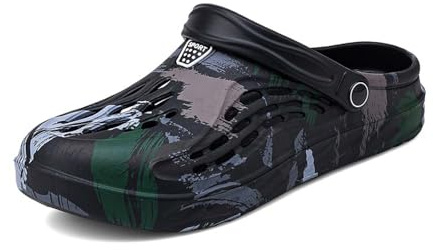 Zapatos de jardín zapatillas hombre verano sandalias al aire libre zapatos agujero sandalias casa media arrastre tendencia zapatos de playa, Negro , 41 EU
