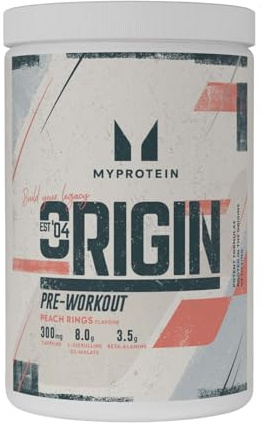 Myprotein Origin Pre-Workout-Pulver – Geschmack: Pfirsichringe | 30 Portionen – 600 g | 300 mg Koffein, L-Citrullin & Beta-Alanin |
