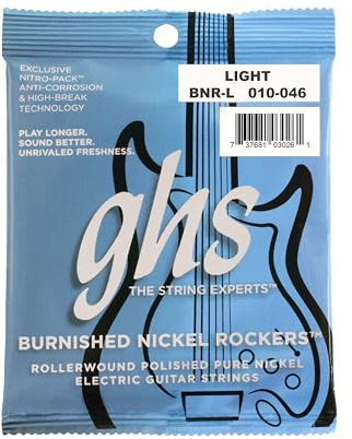 GHS BNRL 10 - 46 Light Burnished Nickel Rocker Guitar String Set