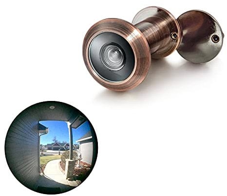 TOGU TG2814YG-AC Türspion aus massivem Messing, UL-gelistet, 220-Grad-Türspion, Sicherheitstürzubehör mit robuster Sichtschutzabdeckung für 3,5 cm bis 5,4 cm Türen, antikes Kupfer-Finish