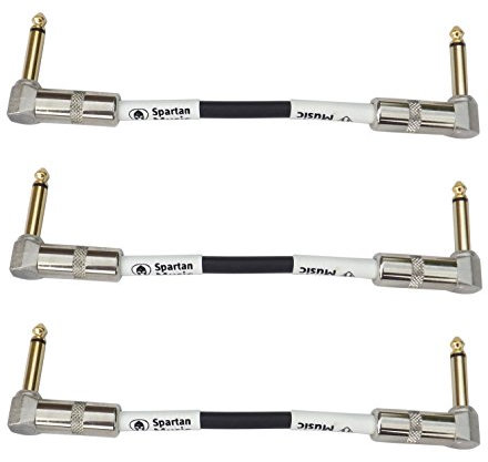 Guitar Effects Pedal/Instrument Patch Cable - Right Angle Jack (17cm / 6.7inch) (x3 Pack)