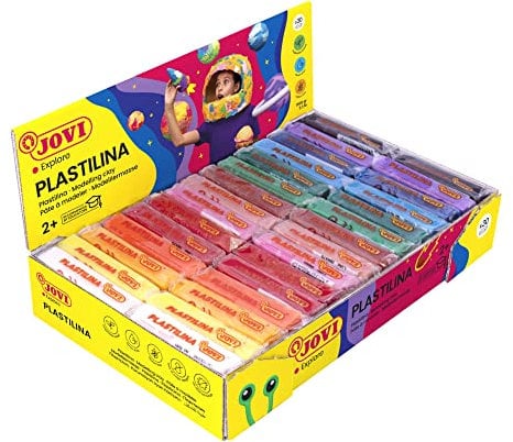 Jovi Plastilin, leicht formbare Modelliermasse für Kinder ab 2 Jahren, 30 Stangen, 15 x 2 Farben, je 50g