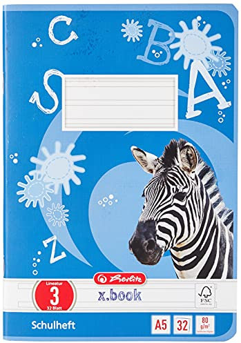 Herlitz Heft A5, Lineatur 03, holzfreies Papier, liniert, 80 g/m², 32 Blatt, weiß