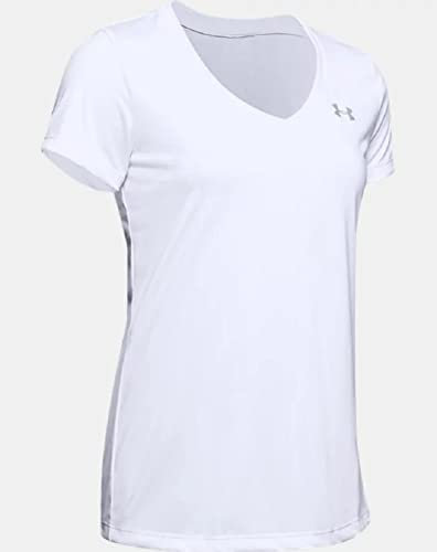 Under Armour Damen Tech Short Sleeve V - Solid, atmungsaktives Laufshirt für Frauen, kurzärmliges Trainingsshirt mit loser Passform