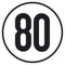 Geschwindigkeitsschild 80 km/h, 20cm nach §58 StVZO, Folienaufkleber zur Anbringung Karosserie aussen, Aufkleber, Geschwindigkeit, rund, für Traktor, LKW, Rollstuhl,