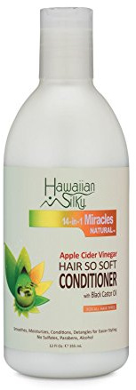Hawaiian Silky Apple Cider Vinegar Conditioner Sulfate-Free 12 oz - Black Castor Oil Enriched - for Dry and Damaged Scalp | for Men, Women & Kids | Good on Color Treatment