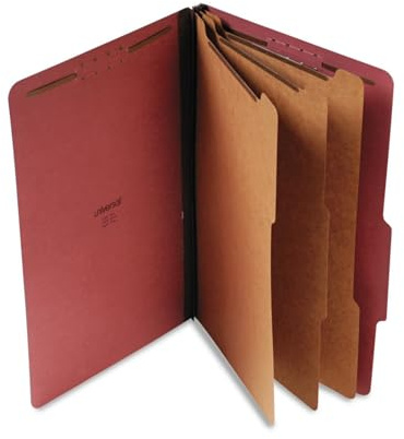Pressboard Classification Folder, Legal, Eight-Section, Red, 10/Box