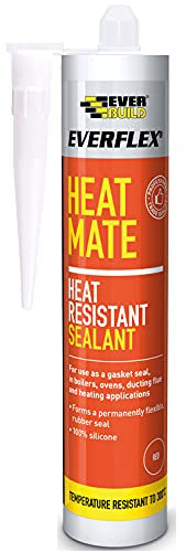 Everbuild Everflex Heat Mate Sealant – High Performance Heat Resistant Silicone Sealant – Waterproof – Low Dirt Pick Up – Permanently Flexible – Red – 295ml