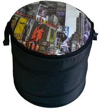 trendfinding Wäschetonne mit Reißverschluss New York Time Square Wäschesammler Wäsche Tasche Sammler Sortierer Tonne schwarz New York Skyline