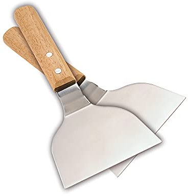 Cook'in Garden Set 2 Spatules Plancha en Inox - Modèle AC341 - Manche en Bois 100% FSC - Utilisable sur Plancha et Barbecue - Dimensions L33,5, l8,5 x 2,5 centimètres
