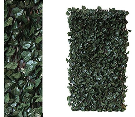 Artificial Ivy Screening on Willow Trellis 4 x 2 m Fence Hedge Maple Leaf Expanding Garden Cover Wooden