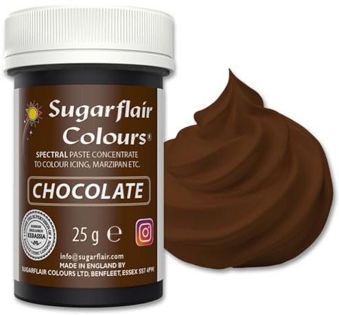 Sugarflair Food Colouring Paste Chocolate, Concentrated Spectral Food Colouring for Buttercream, Sugar Paste, Royal Icing, Cake Mixes, Macarons and More! - 25g