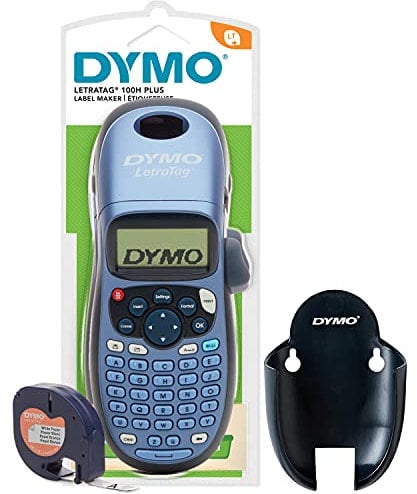 Dymo LetraTag LT-100H Beschriftungsgerät Handgerät | Tragbares Etikettendrucker mit ABC Tastatur | mit Papieretiketten und transparenten Kunststoffetiketten | Ideal fürs Büro & zu Hause