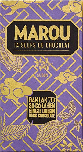 MAROU - Tablette Chocolat Noir 70% - Grand Cru Dak Lak - 80 g - Sans Lécithine, Sans Gluten - Origine Vietnam