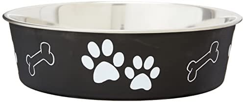 Loving Pets Stainless Steel Bella Dog Bowl Non-Slip Dishwasher Safe & Bacteria Resistant Metallic Pet Dish - Espresso - Large (1.5 Litre)