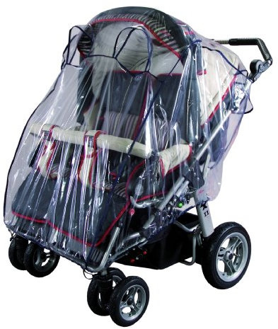 sunnybaby 10492 - Universal Regenverdeck, Regenschutz für ZWILLINGS-Buggy mit Dach & ZWILLINGS-Sportwagen | mit zwei Kontaktfenstern f. optimale Luftzirkulation | glasklar | Qualität: MADE in GERMANY