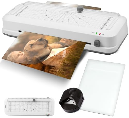 Olympia A260 COMBO Laminiergerät A4 – 4-in-1 Heißlaminator mit Schneidelineal, Locher, Eckenrunder + 5 Laminierfolien | Laminator für DIN A4 Folien 80–125 Micron, Anti-Block-System, Überhitzungsschutz