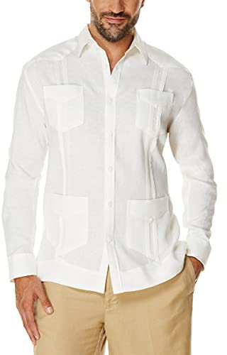 Cubavera Men's Four-Pocket Mini Pintuck Long Sleeve Button-Down Guayabera Shirt, Bright White, XXL