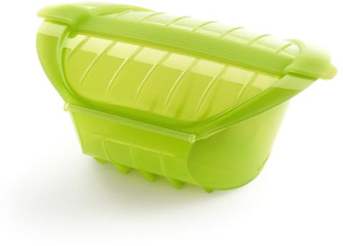 Lékué Estuche de Vapor hondo, silicona platino Verde, 3-4 personas (1000 ml)