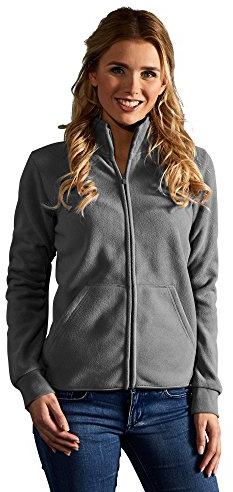 Doppel-Fleece Jacke Damen, Helllgrau-Schwarz, L