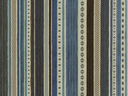 Landhaus Möbelstoff Kitzbühel Farbe 52 (blau, hellblau, beige, braun) - modernes Chenille-Flachgewebe (gemustert, gestreift) Polsterstoff, Stoff, Bezugsstoff, Eckbank, Couch, Sessel, Hussen, Kissen