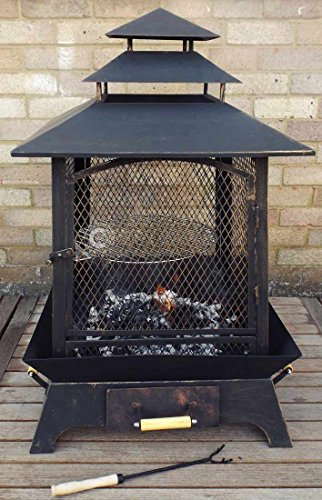 Castmaster stoves® - AZTEC XLARGE SQUARE FIRE PIT BASKET CHIMINEA, BRAZIER, PATIO HEATER BBQ