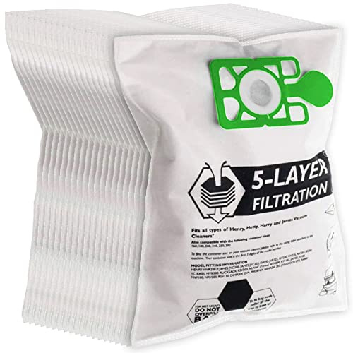 SPARES2GO Cloth Dust Bags compatible with Numatic Henry HVR200 HVC200 NRV200 Vacuum Cleaners (Pack of 20)