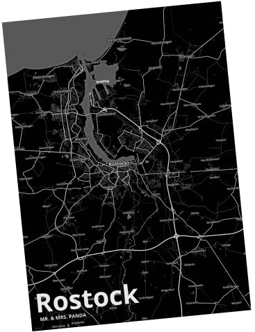 Mr. & Mrs. Panda Postkarte Rostock - Geschenk, Ansichtskarte, Ansichtskarten, Stadt, Grußkarte, bildkarte, Dorf Karte Landkarte Map Stadtplan, Postkarten