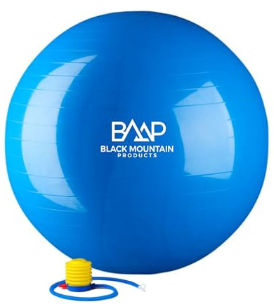 Black Mountain Products Unisex Static Strength Exercise Stability Gym Ball with Pump, Blue, 2000 Lb/65 cm