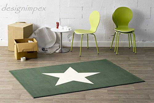 HHC Trend Teppich Stern Blau/Grün/Braun Creme 140 x 200 cm (cm-9 Grün-Creme)